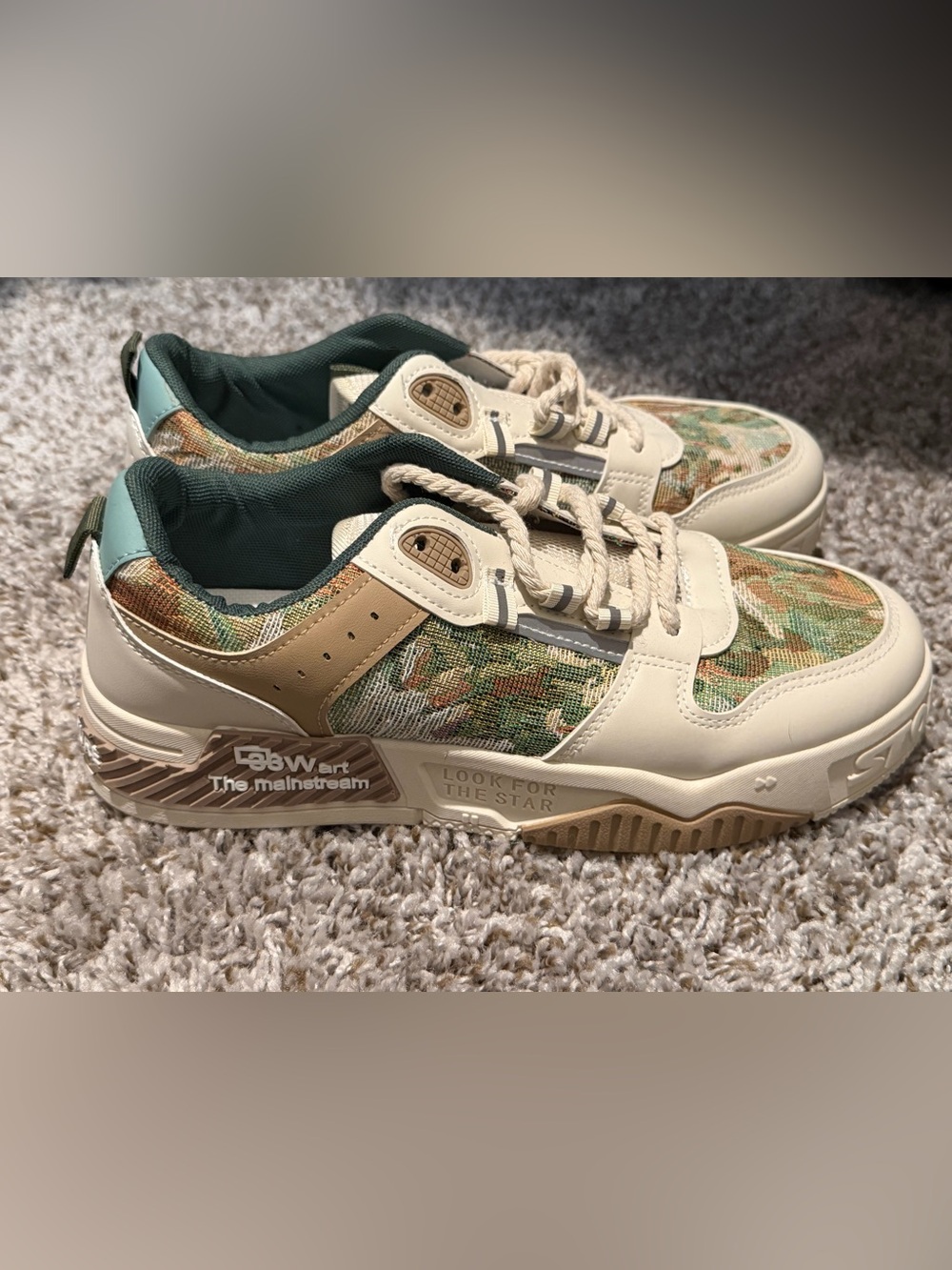 Womans Beige & Green Multicolor Casual Sneakers